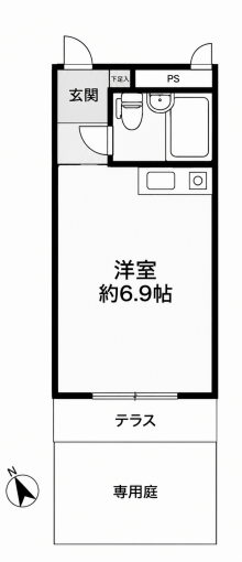 鹿児島市城山町、中古マンションの間取り画像です