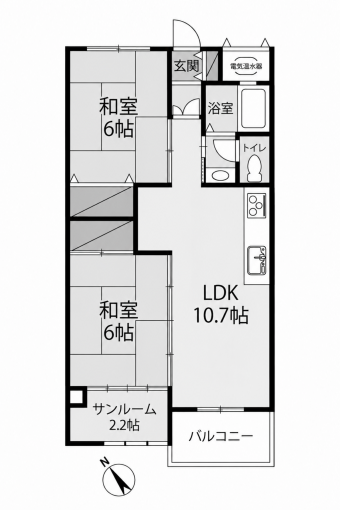 鹿児島市新屋敷町、中古マンションの間取り画像です