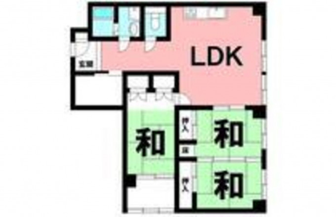 鹿児島市鴨池、中古マンションの間取り画像です