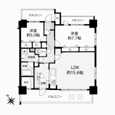鹿児島市上之園町、中古マンションの間取り画像です