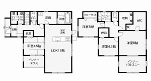 鹿児島市西坂元町、新築一戸建ての間取り画像です