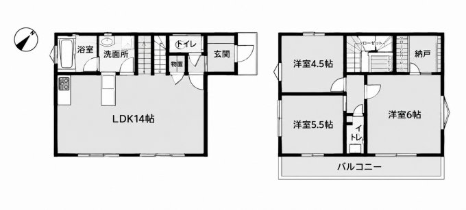 鹿児島市西陵、新築一戸建ての間取り画像です