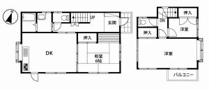 鹿児島市西陵、中古一戸建ての間取り画像です