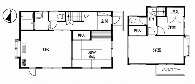 鹿児島市西陵、中古一戸建ての間取り画像です