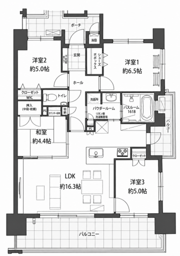 鹿児島市鷹師、中古マンションの間取り画像です