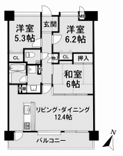 鹿児島市天保山町、中古マンションの間取り画像です