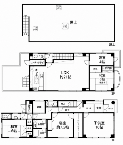 鹿児島市荒田、中古一戸建ての間取り画像です