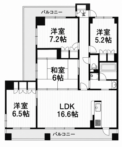 鹿児島市下荒田、中古マンションの間取り画像です