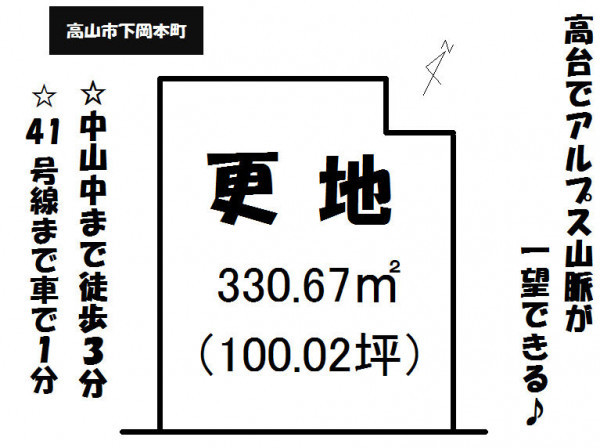 高山市下岡本町、土地の間取り画像です