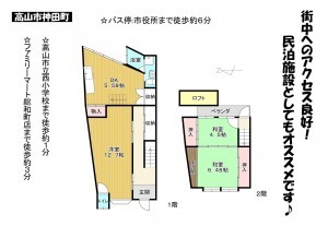 高山市神田町、中古一戸建ての間取り画像です