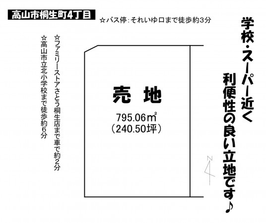 高山市桐生町、土地の間取り画像です