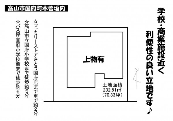 高山市国府町木曽垣内、土地の間取り画像です