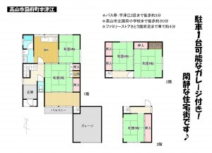 高山市国府町宇津江、中古一戸建ての間取り画像です