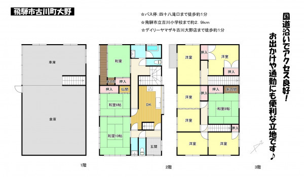 飛騨市古川町大野、中古一戸建ての間取り画像です