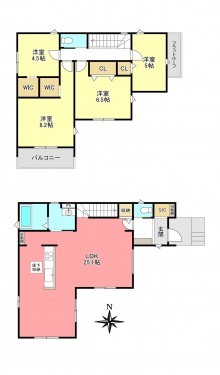 物件画像 一戸建て千葉市若葉区大宮台間取り