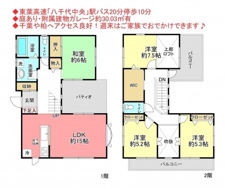 物件画像 一戸建て八千代市米本間取り