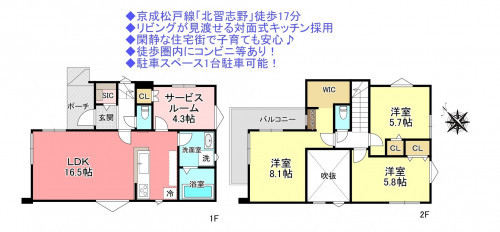 物件画像 一戸建て船橋市松が丘間取り