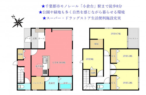 物件画像 一戸建て千葉市若葉区小倉台間取り