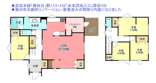物件画像 一戸建て八千代市米本間取り