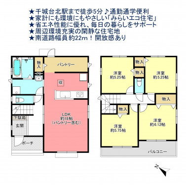 物件画像 一戸建て千葉市若葉区千城台北間取り