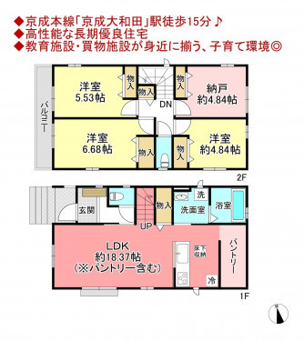 物件画像 一戸建て八千代市八千代台西間取り