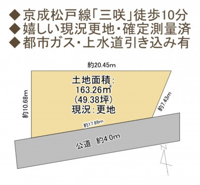 物件画像 土地船橋市三咲間取り