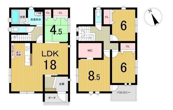 郡山市安積町笹川、新築一戸建ての間取り画像です