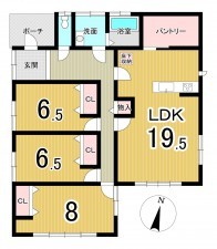 郡山市喜久田町、中古一戸建ての間取り画像です