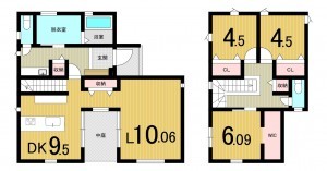 郡山市御前南、新築一戸建ての間取り画像です