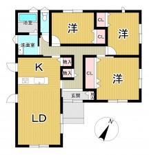 郡山市富田町、新築一戸建ての間取り画像です