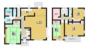 郡山市安積町笹川、中古一戸建ての間取り画像です