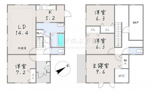 湖南市平松北、中古一戸建ての間取り画像です