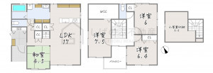 甲賀市水口町西林口、新築一戸建ての間取り画像です