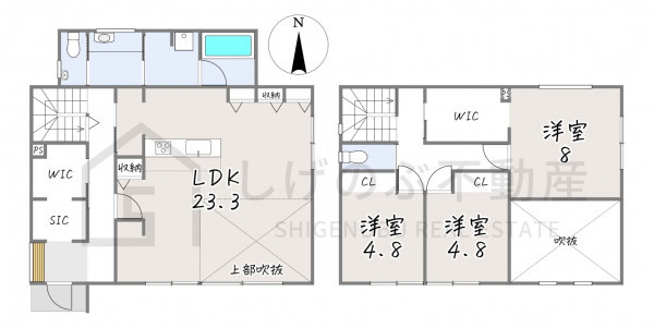 甲賀市甲南町野田、中古一戸建ての間取り画像です