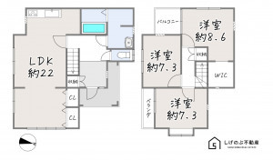 湖南市下田、中古一戸建ての間取り画像です