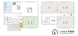甲賀市水口町山、中古一戸建ての間取り画像です