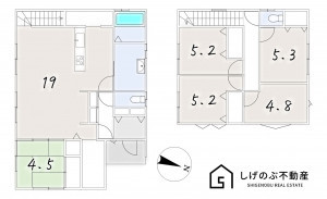 甲賀市水口町山、中古一戸建ての間取り画像です