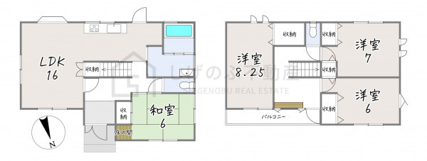 湖南市石部北、中古一戸建ての間取り画像です