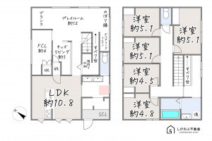湖南市菩提寺西、中古一戸建ての間取り画像です