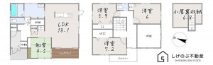 甲賀市水口町鹿深、中古一戸建ての間取り画像です