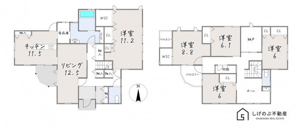 湖南市北山台、中古一戸建ての間取り画像です