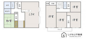甲賀市水口町山、中古一戸建ての間取り画像です