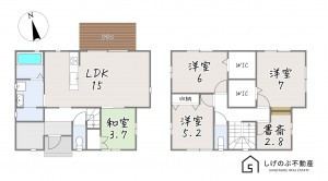 甲賀市水口町山、中古一戸建ての間取り画像です