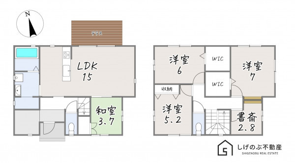 甲賀市水口町山、中古一戸建ての間取り画像です