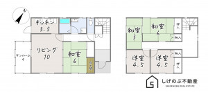 湖南市三雲、中古一戸建ての間取り画像です