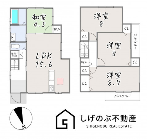湖南市吉永、中古一戸建ての間取り画像です