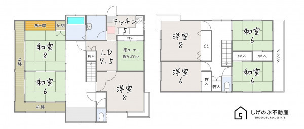 湖南市三雲、中古一戸建ての間取り画像です