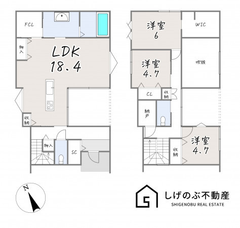 甲賀市水口町的場、中古一戸建ての間取り画像です