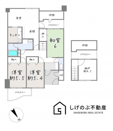 草津市渋川、中古マンションの間取り画像です