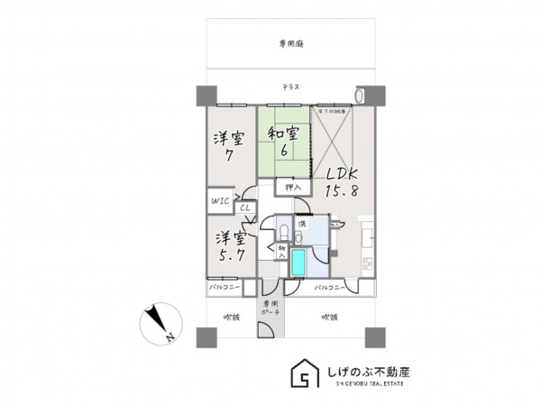 草津市西渋川、中古マンションの間取り画像です